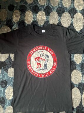Remember Kids Black Graphic Tee - Electricity Safety